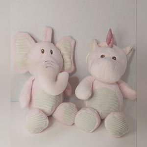 Kellytoy Hanging Elephant And Unicorn Plush Lot